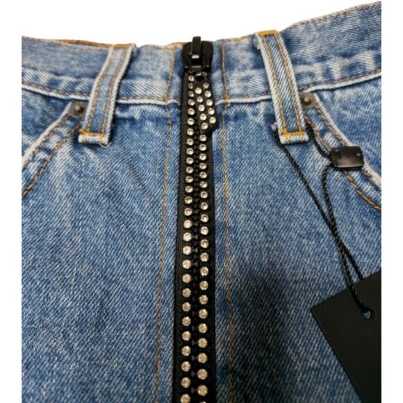 Carmar Beatrice Rhinestone Zipper Distressed Mini Skirt Size 26 - Picture 5 of 12